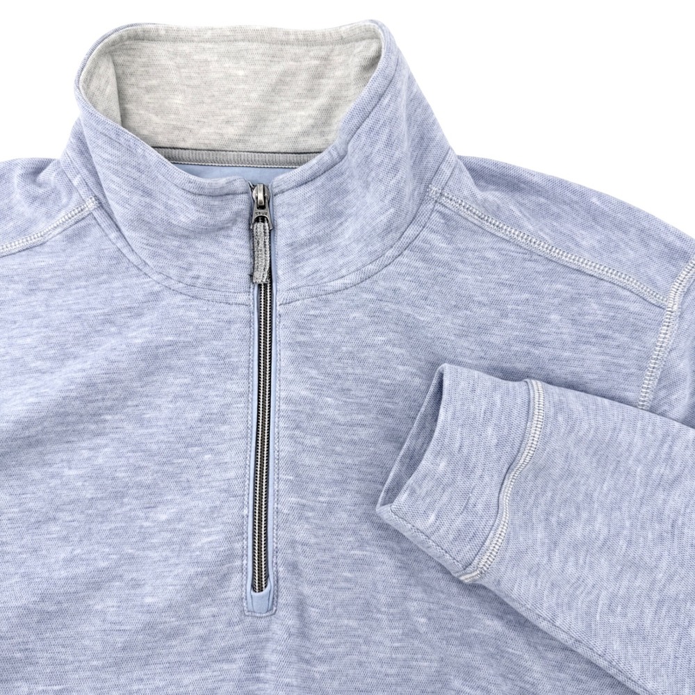 True Grit Pullover Mens Large Blue 1/4 Zip Heathered Mock Neck Stretch NWOT